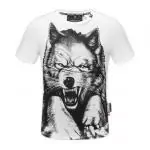 philipp plein pp t-shirts for hommes wolf fierce white